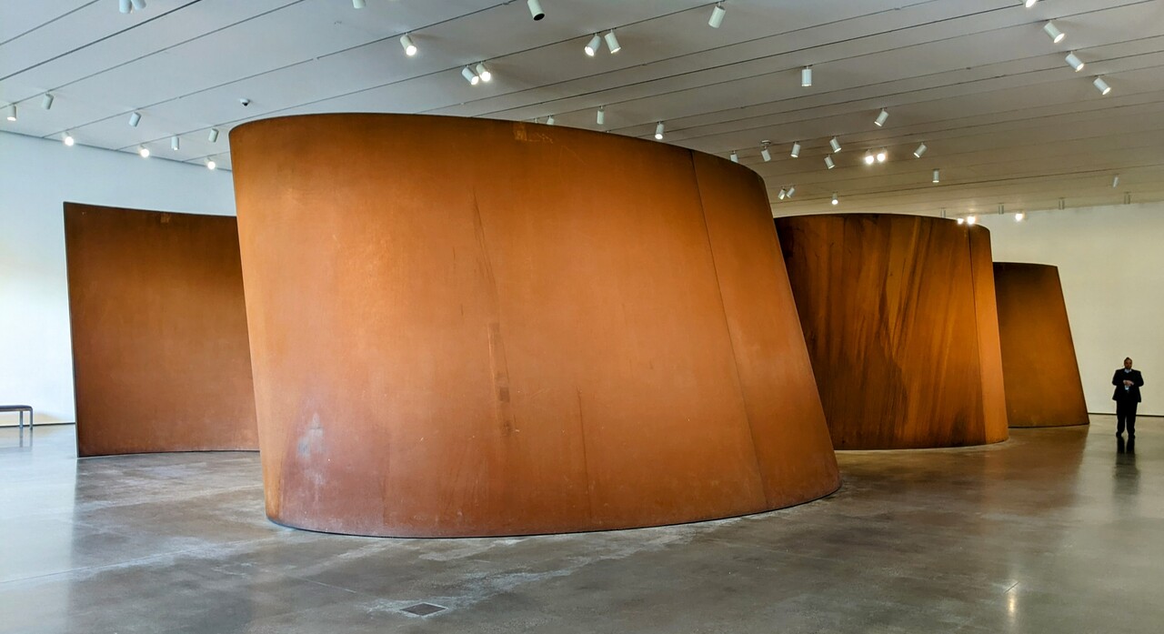 Richard Serra's "Band" sculpture at Los Angeles County Museum of Art. 12 feet high, over 70 feet long