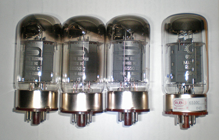 6550C tubes, broken Svetlana second from left, replacement SED tube