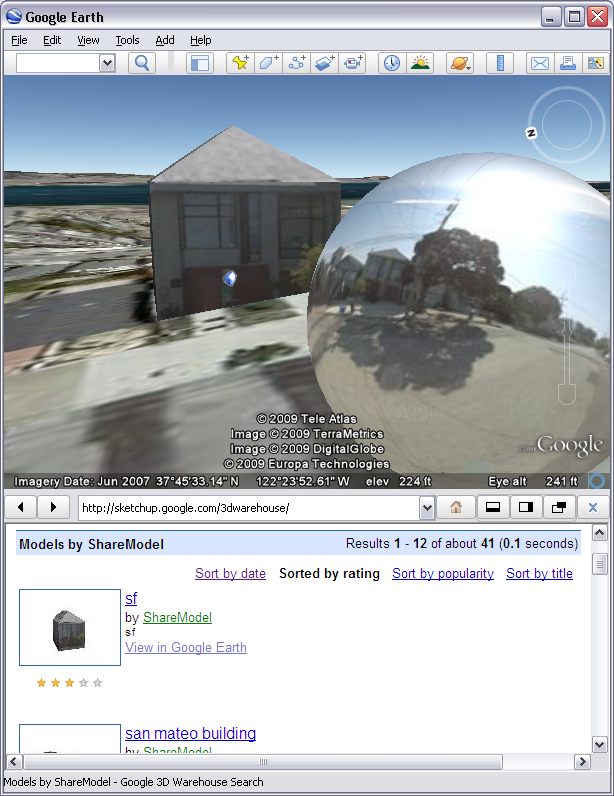 SketchUp house in Google Earth
