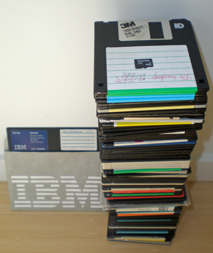 90 3.5" floppies plus a 5.25" floppy and a 2GB microSD card