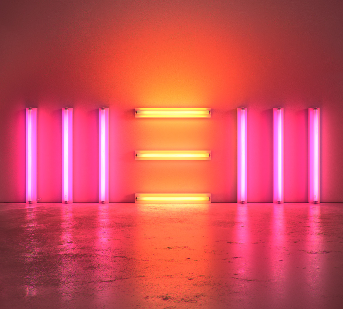 cover of Paul McCartney's "New" album, an arrangement of fluorescent tubes suggesting 'N E W'.